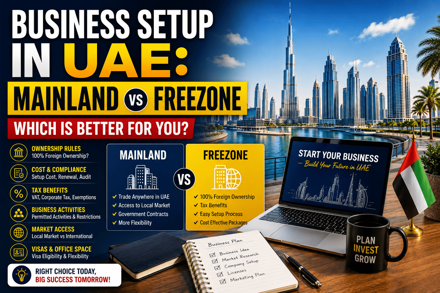 Business Setup in UAE: Mainland vs Freezone — Which is Better for You?